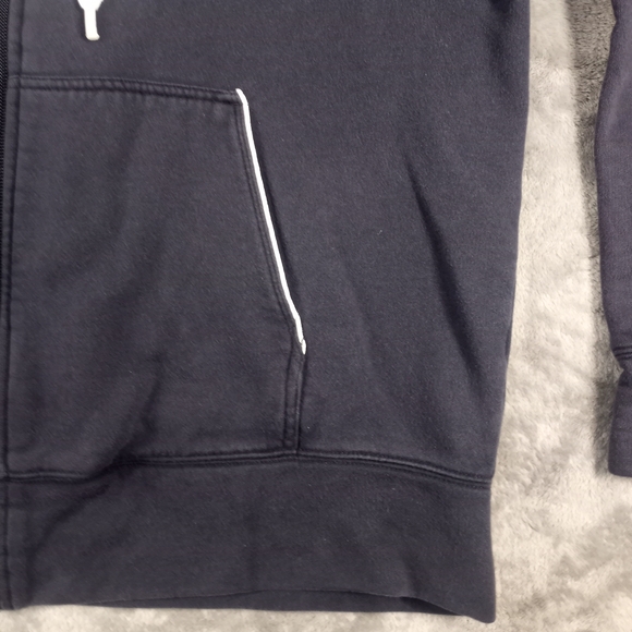 Lacoste Navy Zip-Up Hoodie with White Trim Size Large - Picture 2 of 16